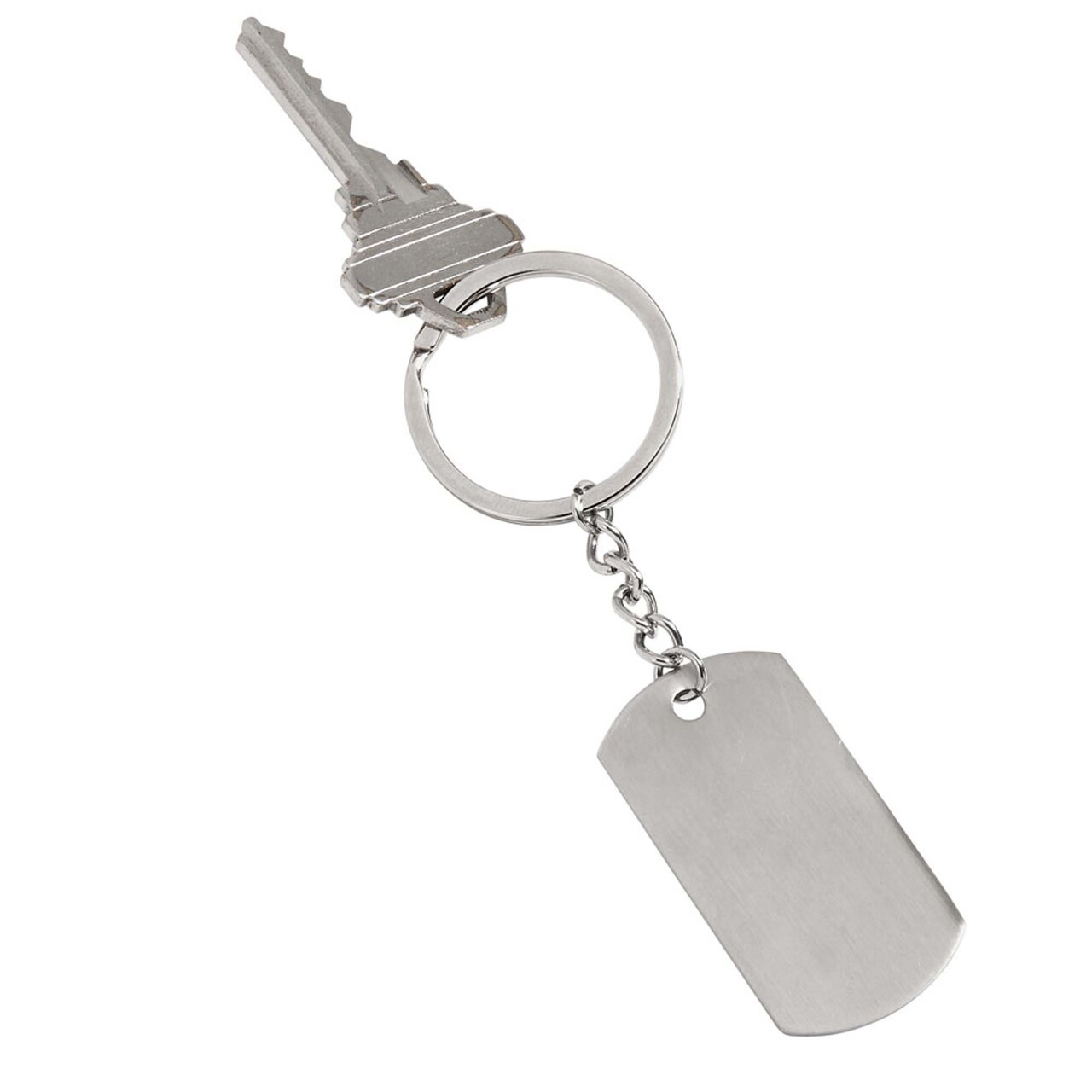 Contemporary Home Living 2" Dog Tag Design Stainless Steel Key Chain